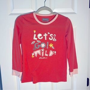 Eddie Bauer Long Sleeve Shirt - Girl's‎ Size Large - Coral - Let's Get Wild
